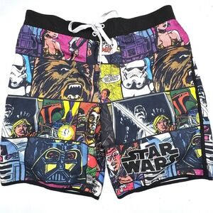 STAR WARS Men's 2XL Retro Vintage Comic Book Collage 8" Board Shorts Swim Trunks